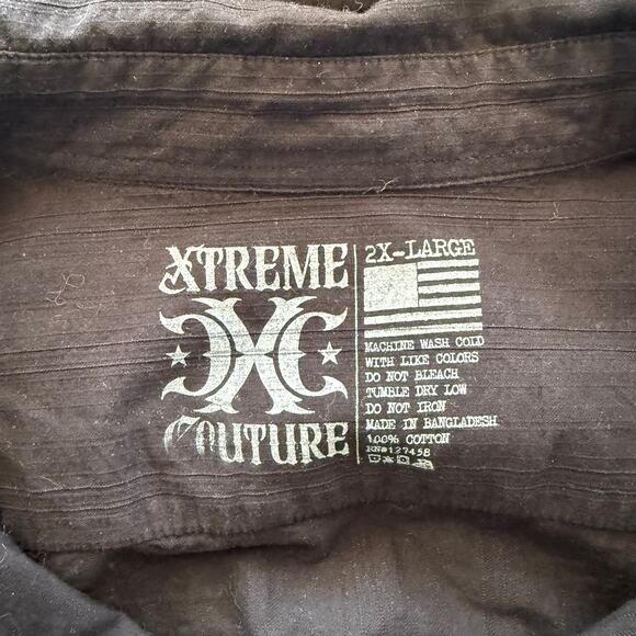 Extreme Couture x Affliction Men's Black Button Shirt Biker MMA Sz 2XL - Picture 4 of 6